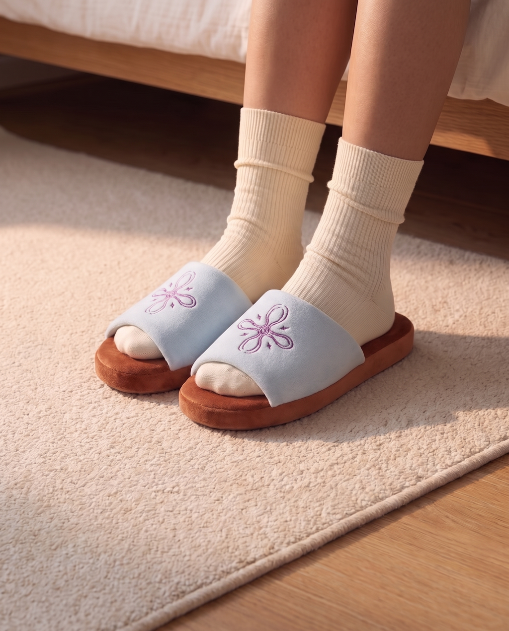 Orchid aqua microfiber room shoes