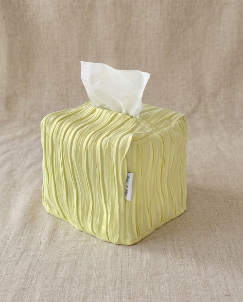 Pleats tissue case, lemon