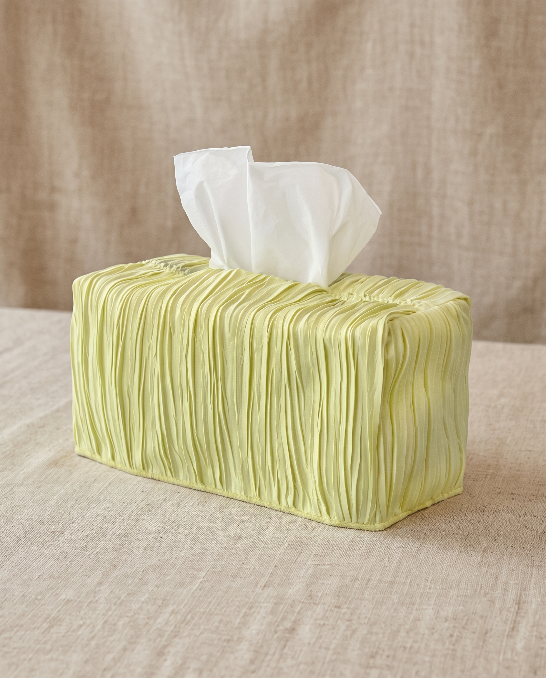 Pleats tissue case, lemon