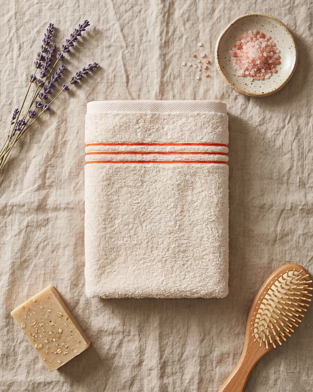 Stripe face towel, set of four