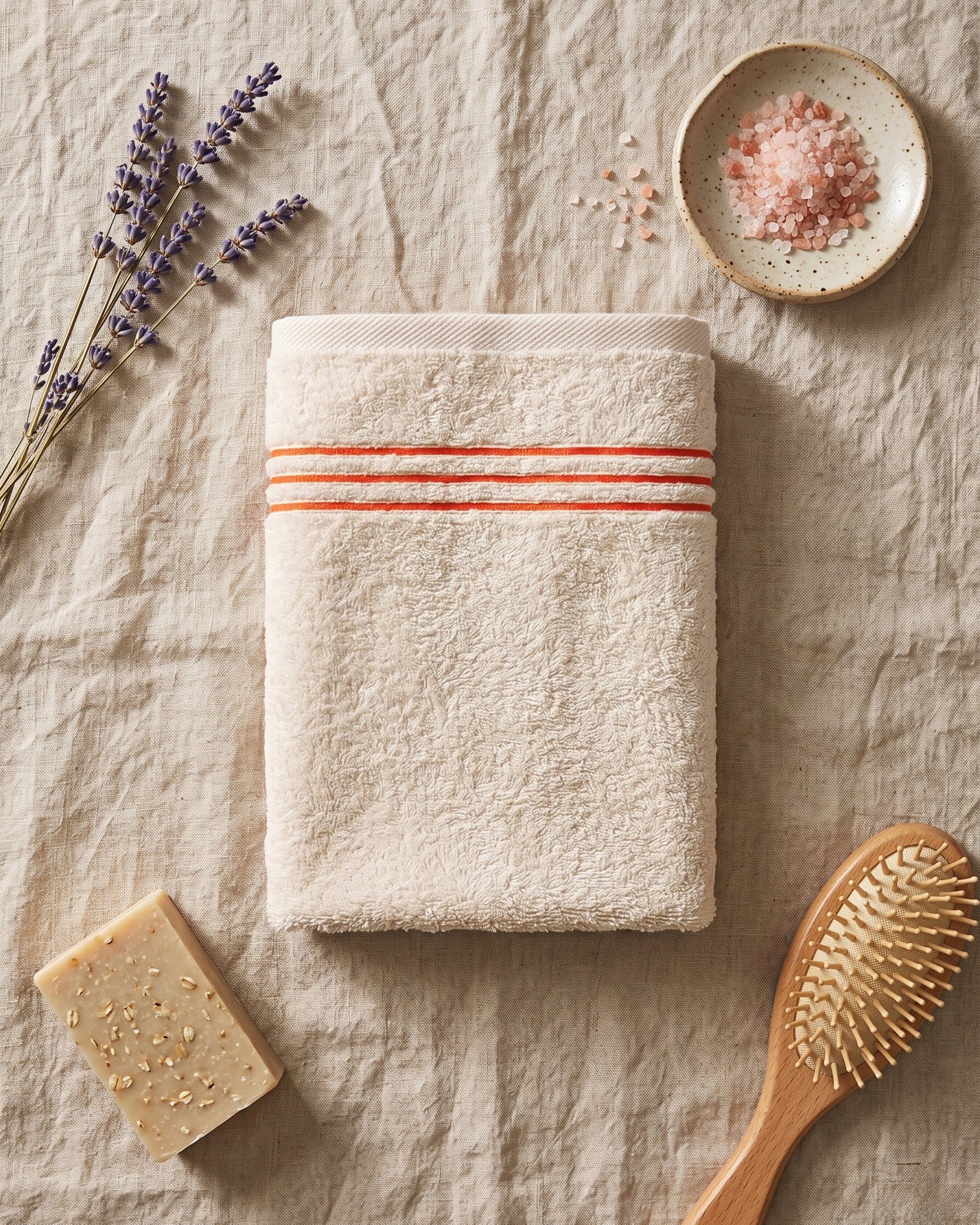 Stripe face towel, set of four