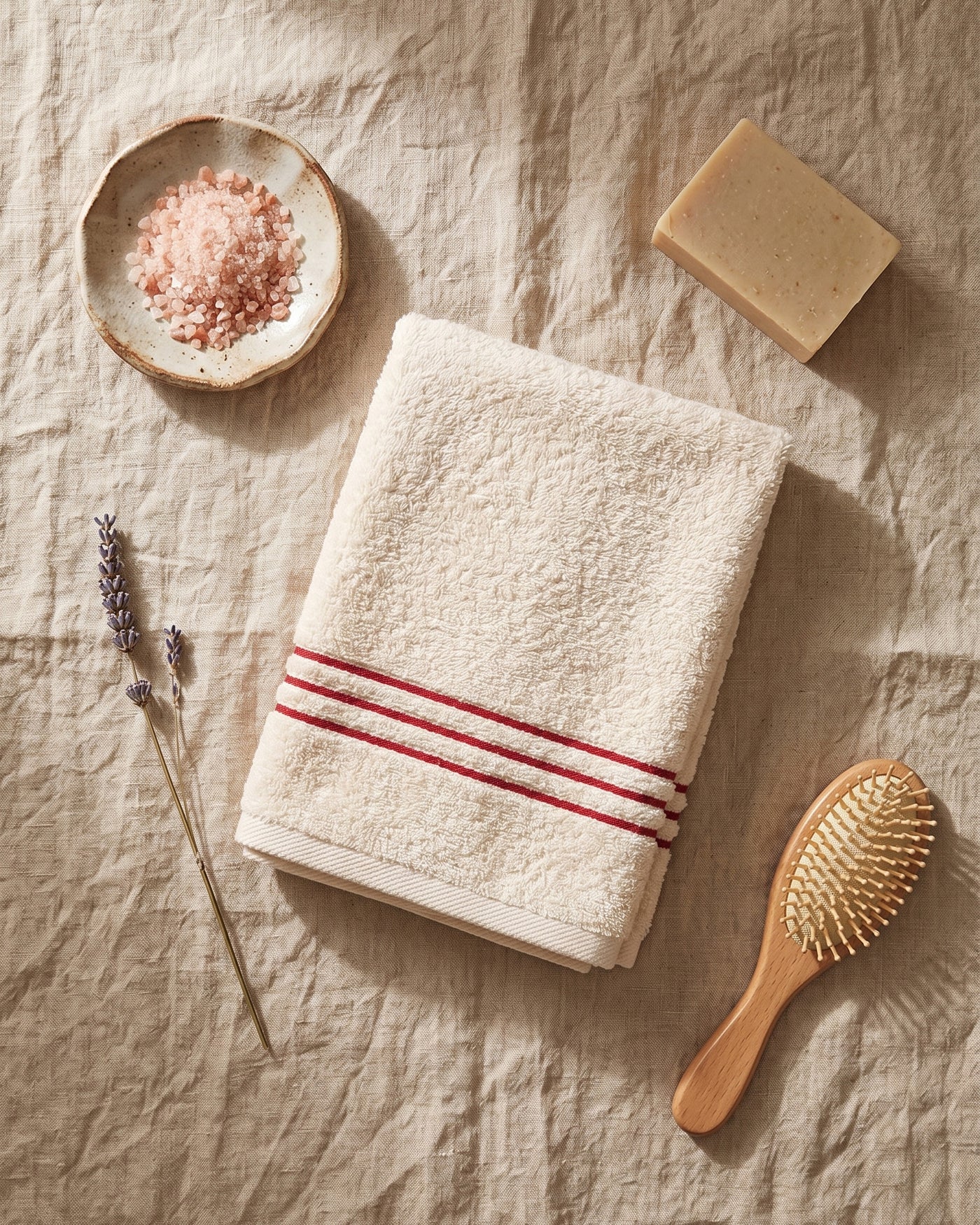 Stripe face towel, set of four