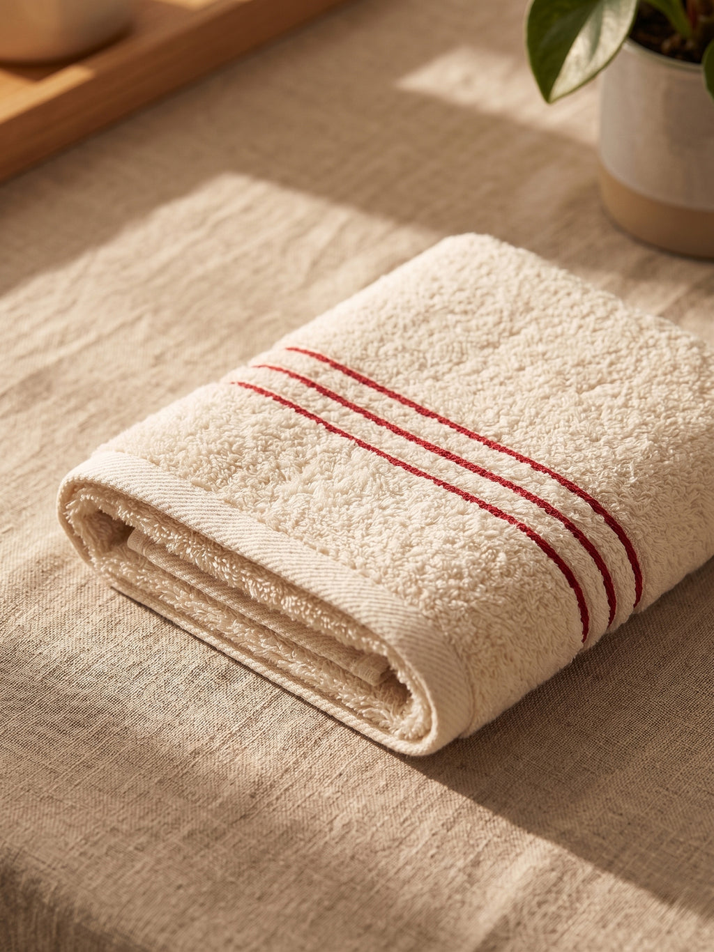 Stripe face towel, set of four