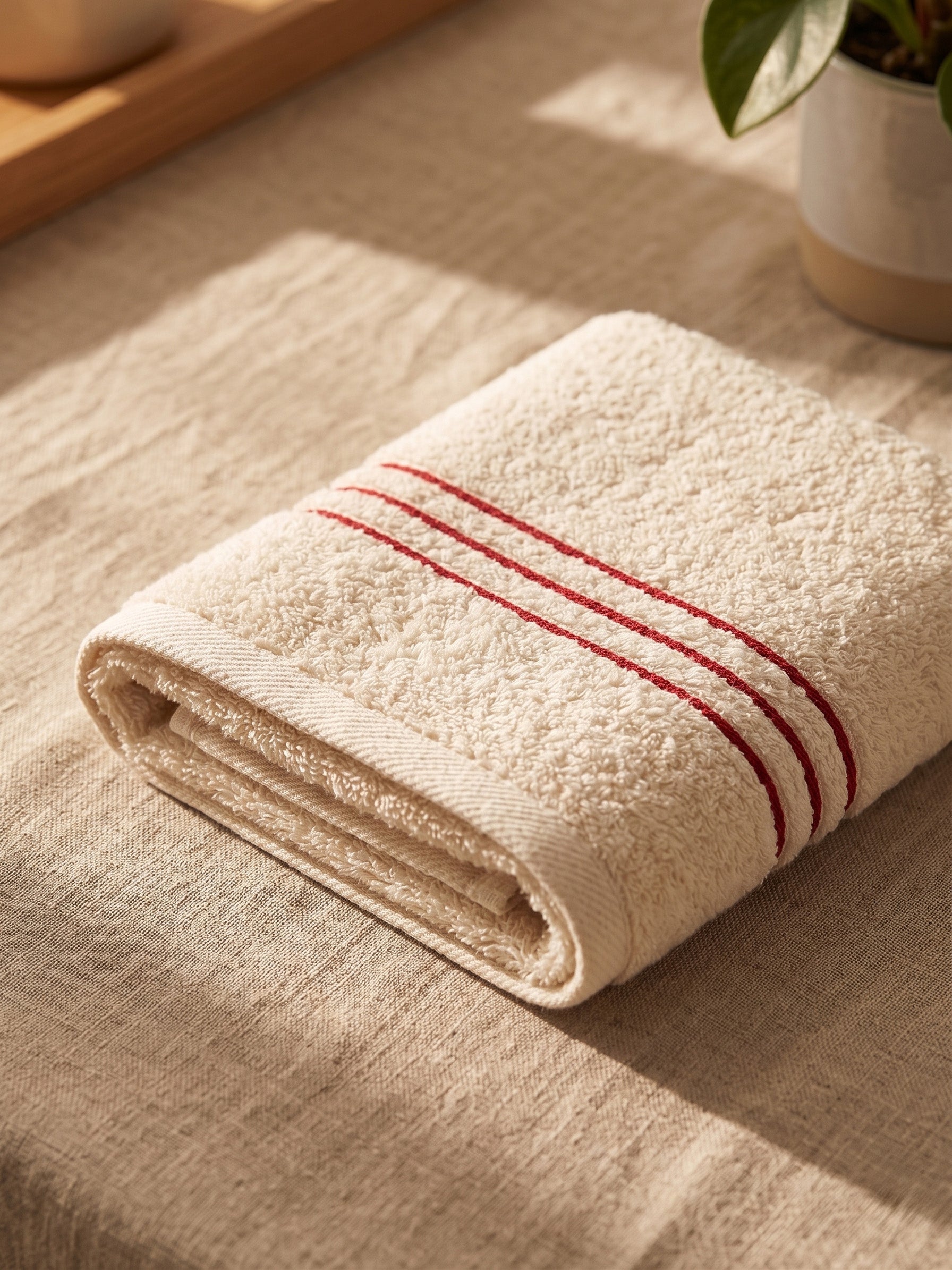 Stripe face towel, set of four
