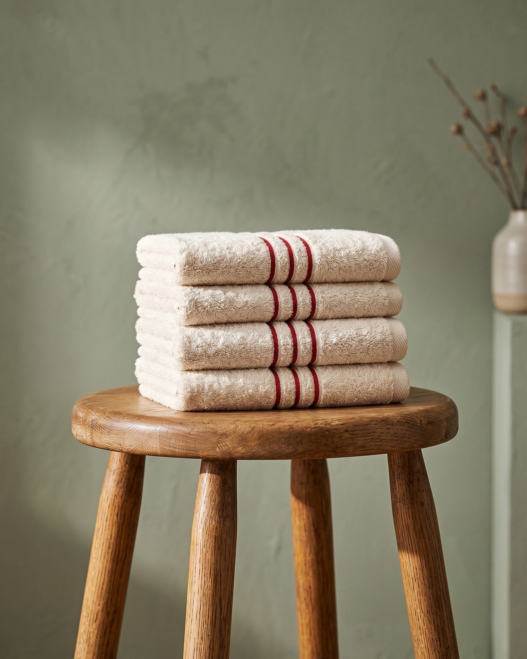 Stripe face towel, set of four