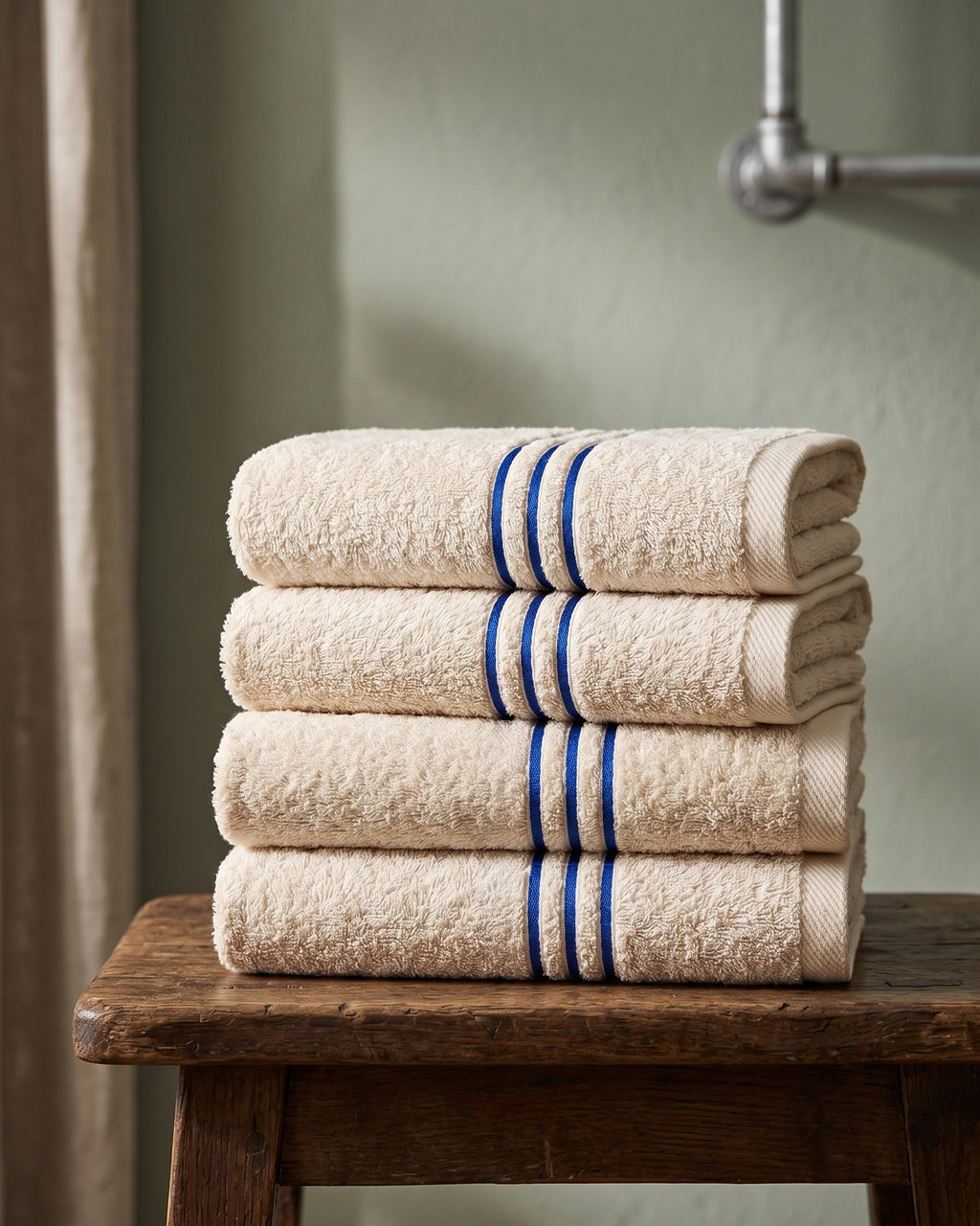 Stripe face towel, set of four