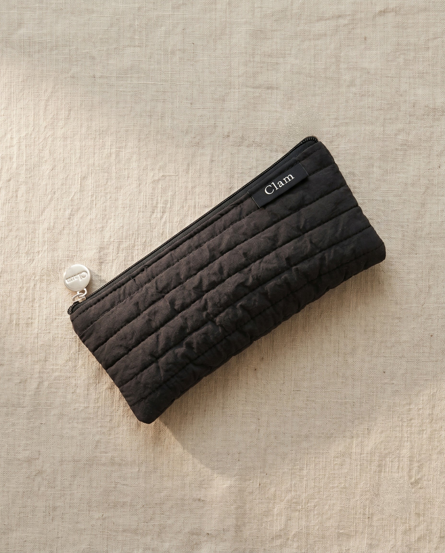 Quilted pencil case in soft black