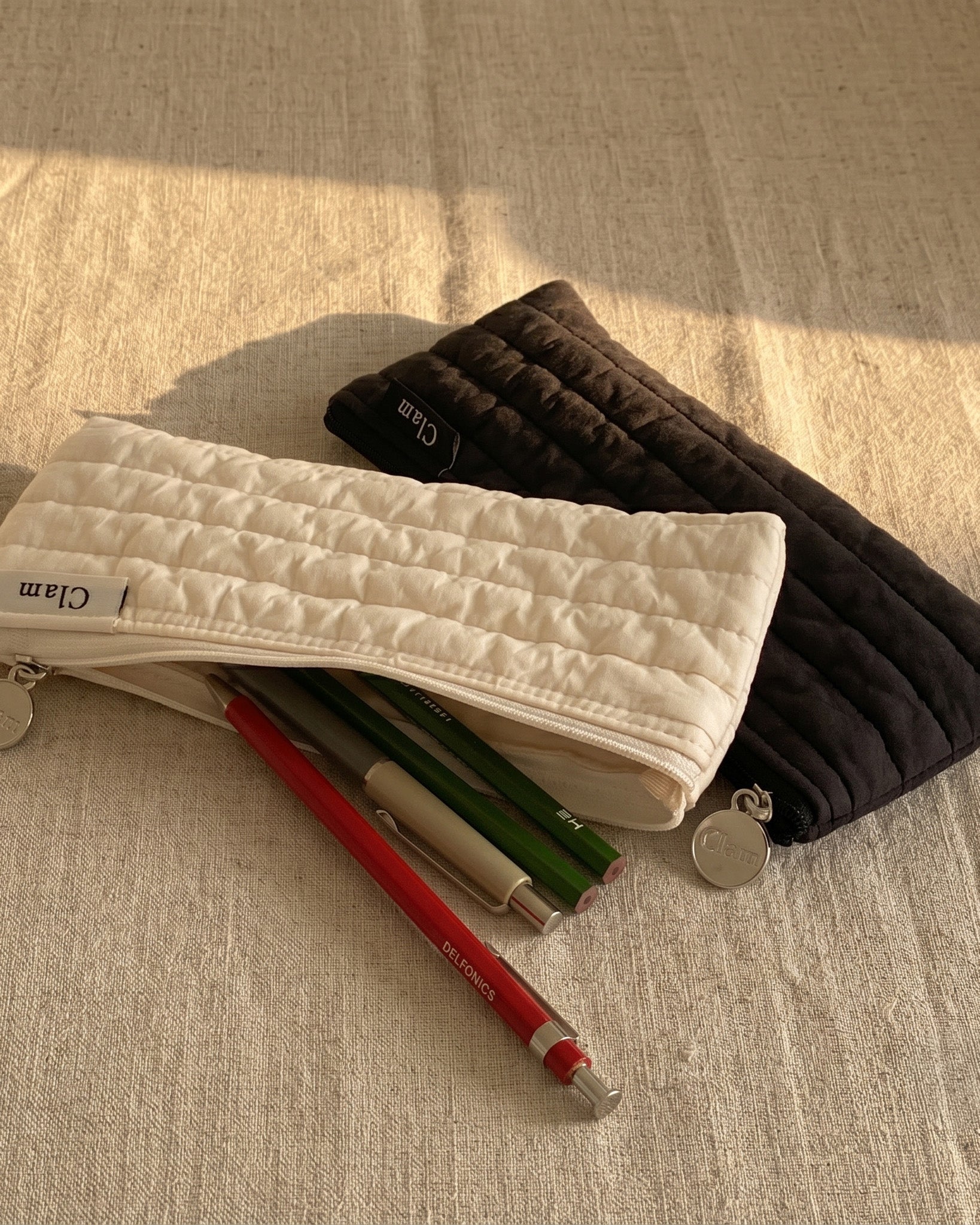 Quilted pencil case, set of two