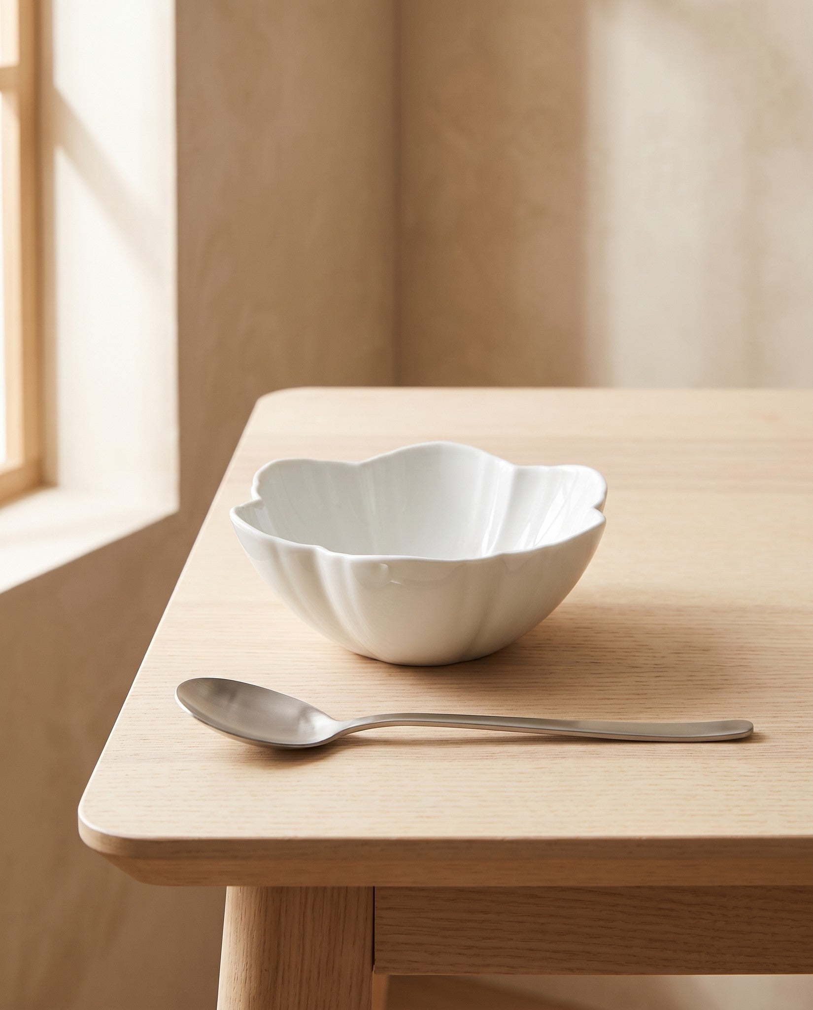 Flower 06 round bowl beside a Korean spoon for scale