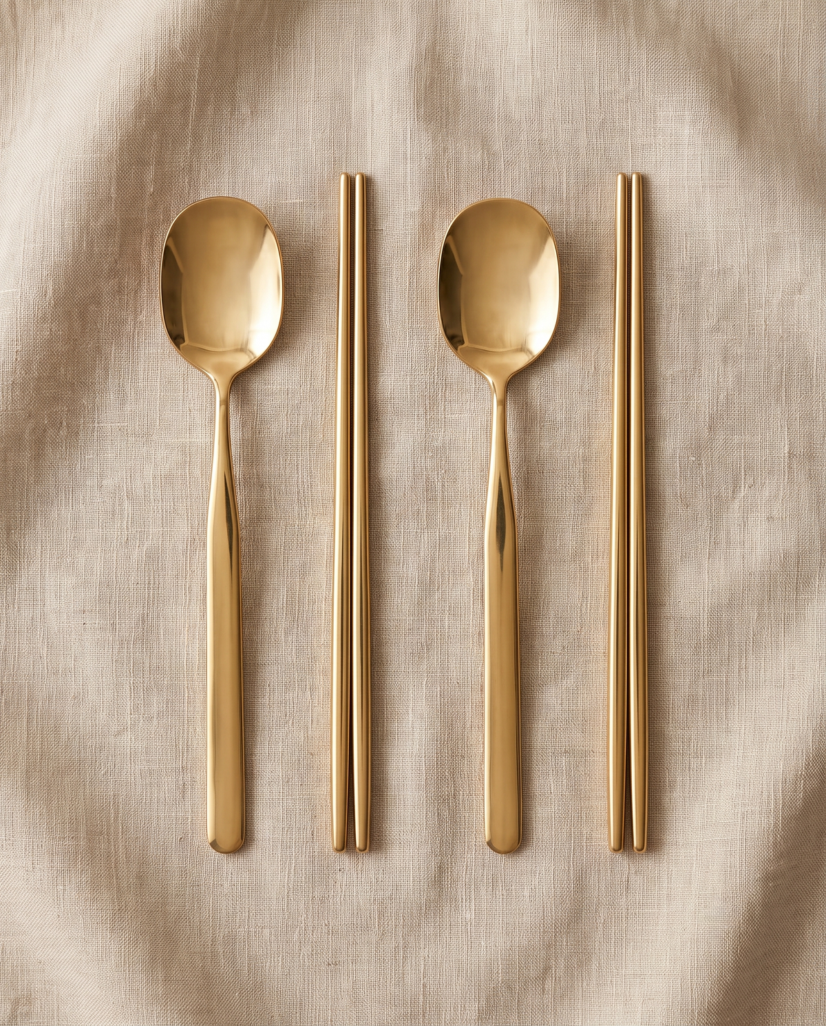 Sujeo, spoon and chopstick, gold edition, set for two