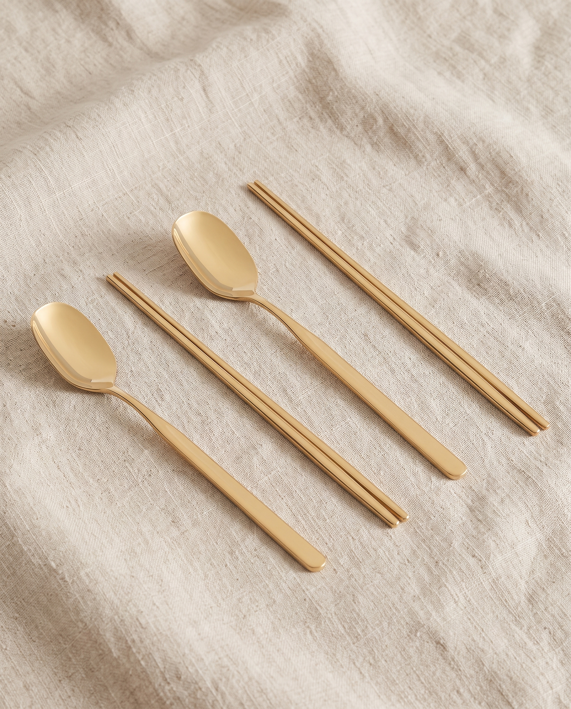 Sujeo, spoon and chopstick, gold edition, set for two