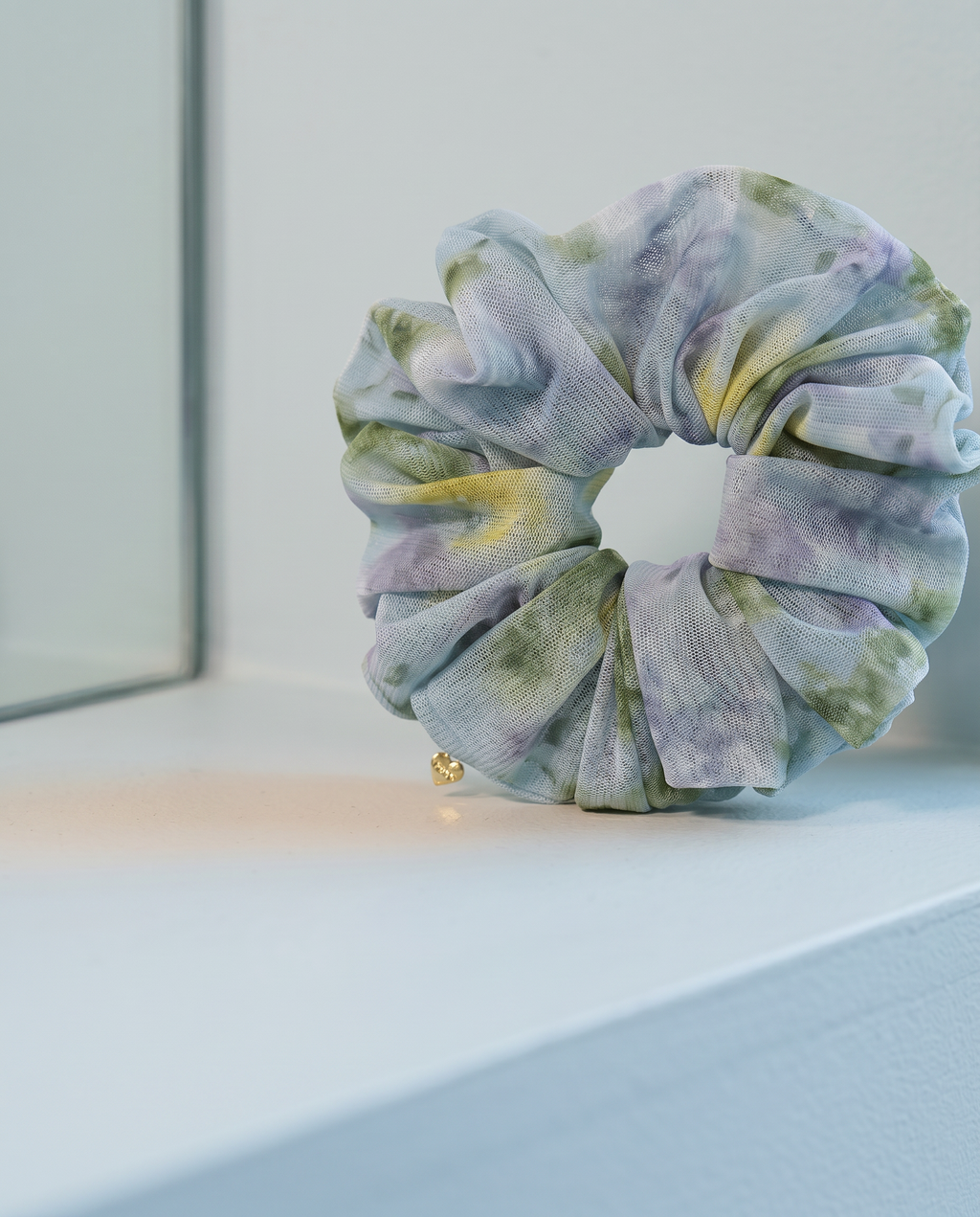 Misty blue scrunchie, angle