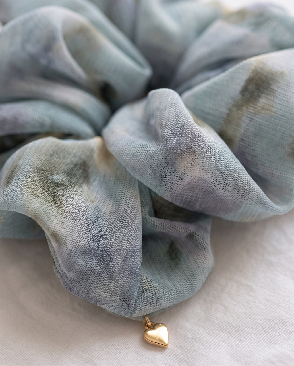 Misty blue sheer mesh detail