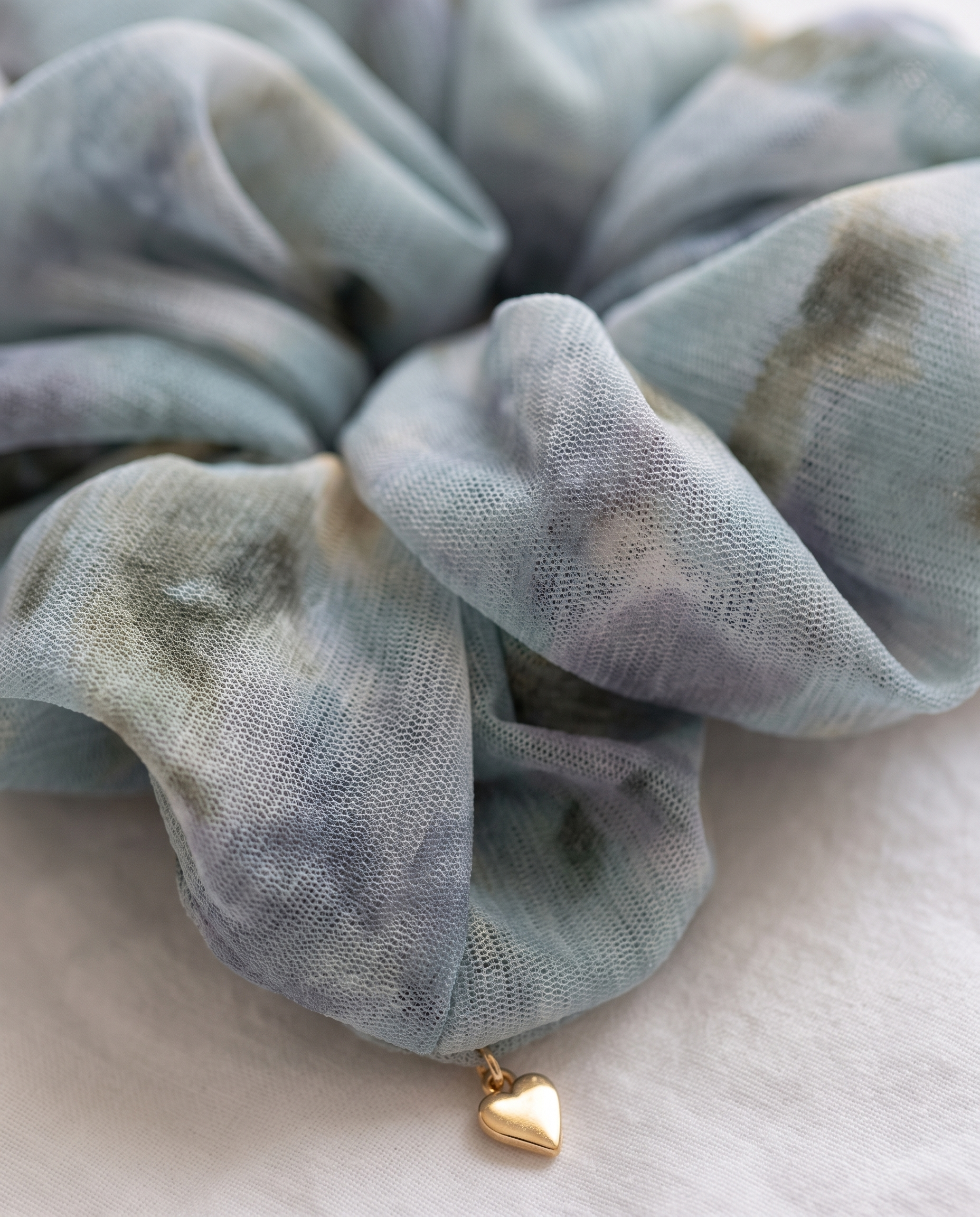Misty blue sheer mesh detail