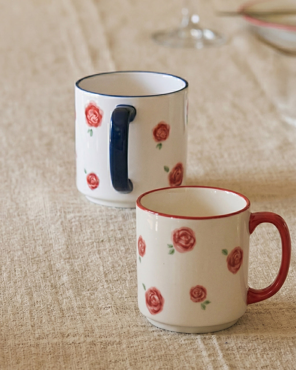 Fine rose mugs, set of two