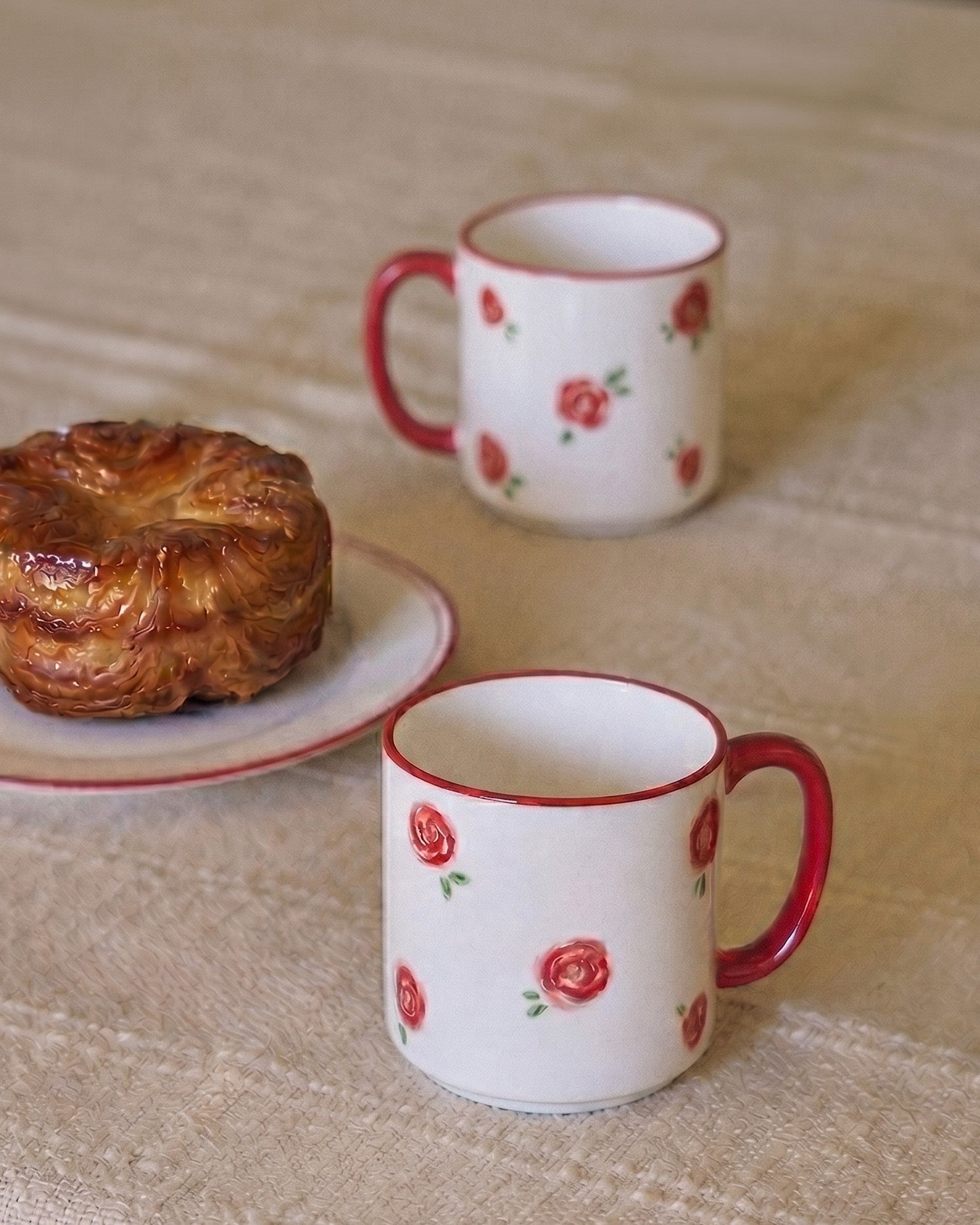Fine rose mugs, set of two