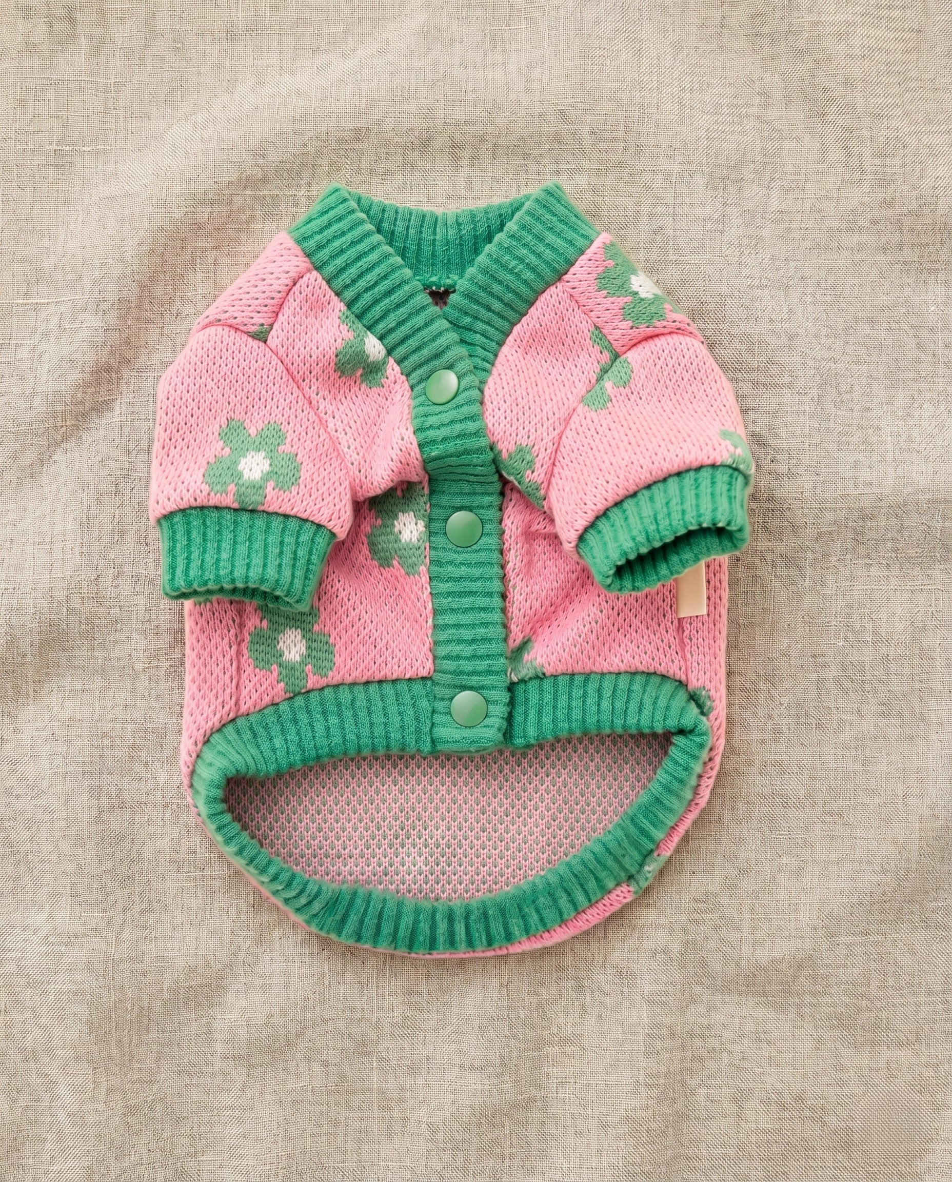 Daisy knit dog cardigan