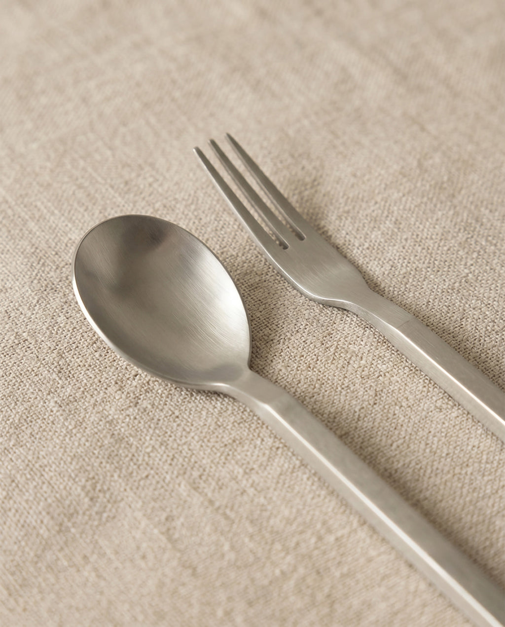 Tea spoon and fork in stainless steel