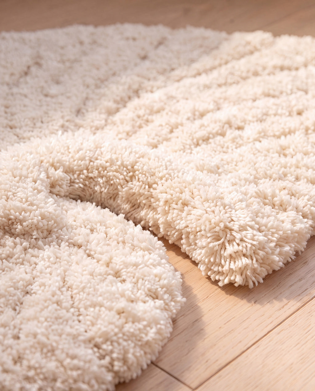 Poh object rug by Lug Lug, recessed loop-pile grooves sunk into the shaggy cut pile