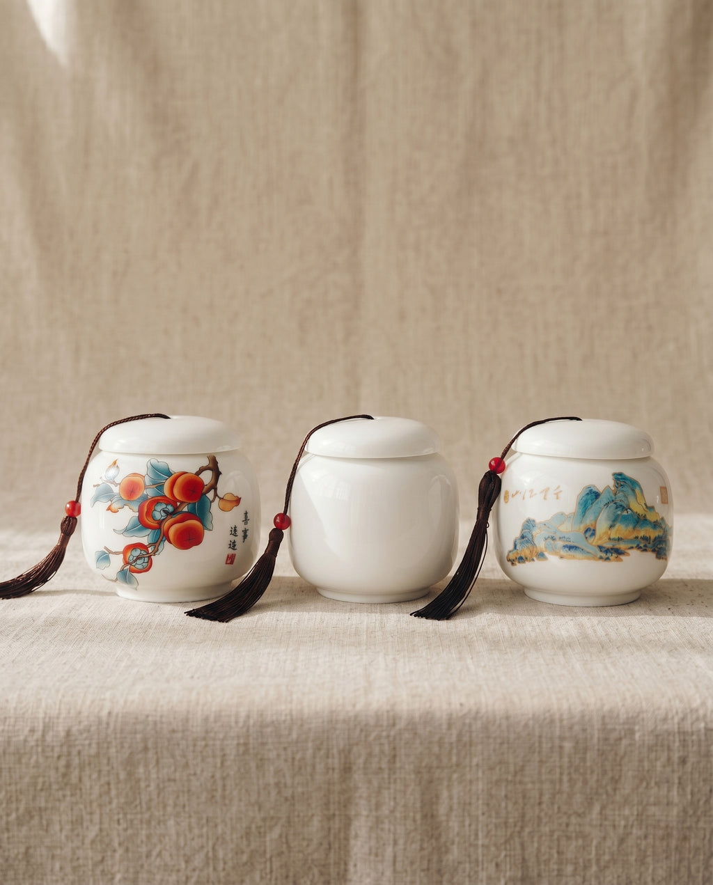 Bokdanji fortune jars in white porcelain