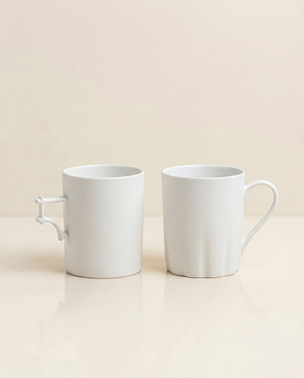 Grid and flower mugs, set of two