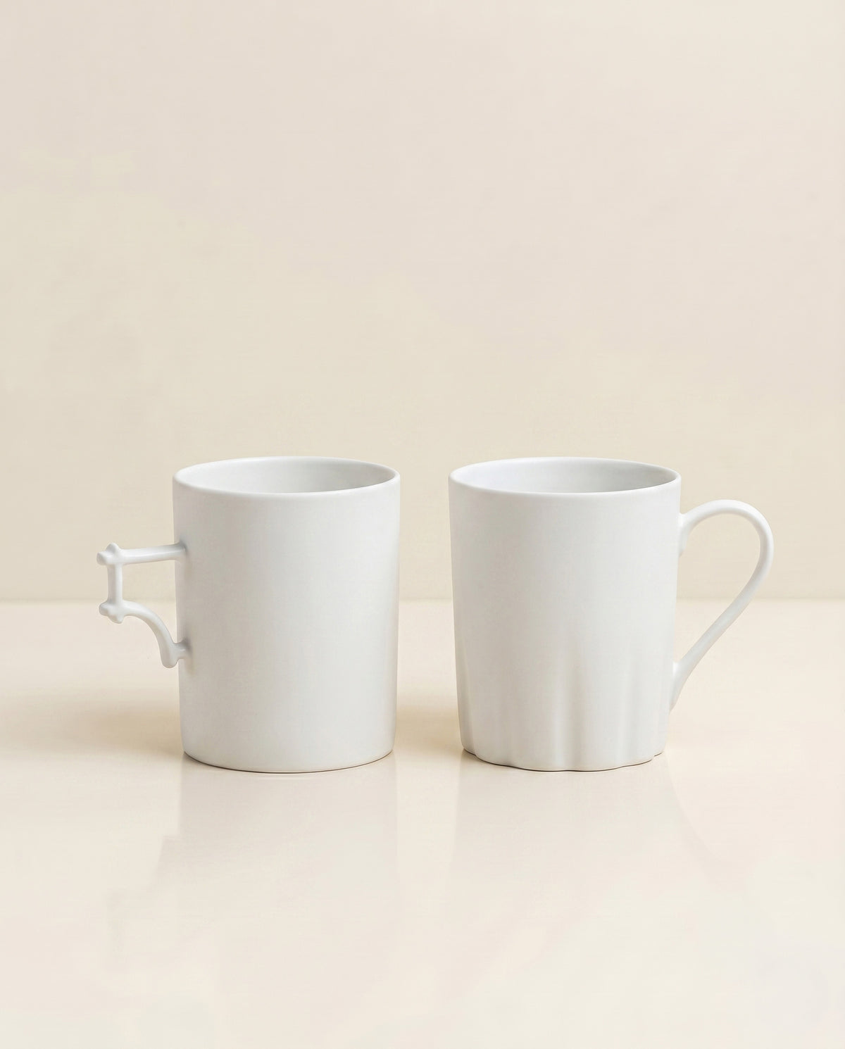 Grid and flower mugs, set of two