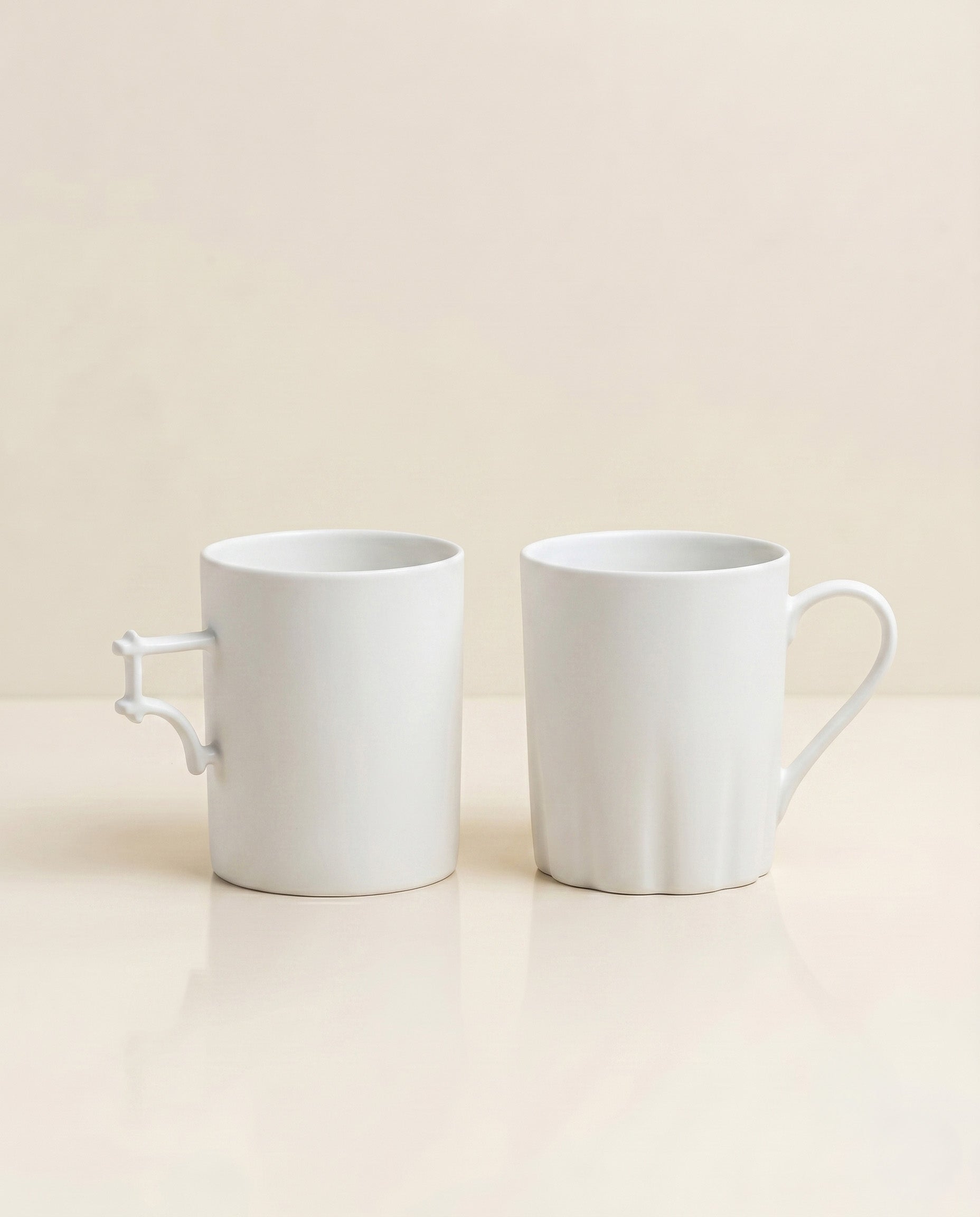 Grid and flower mugs, set of two