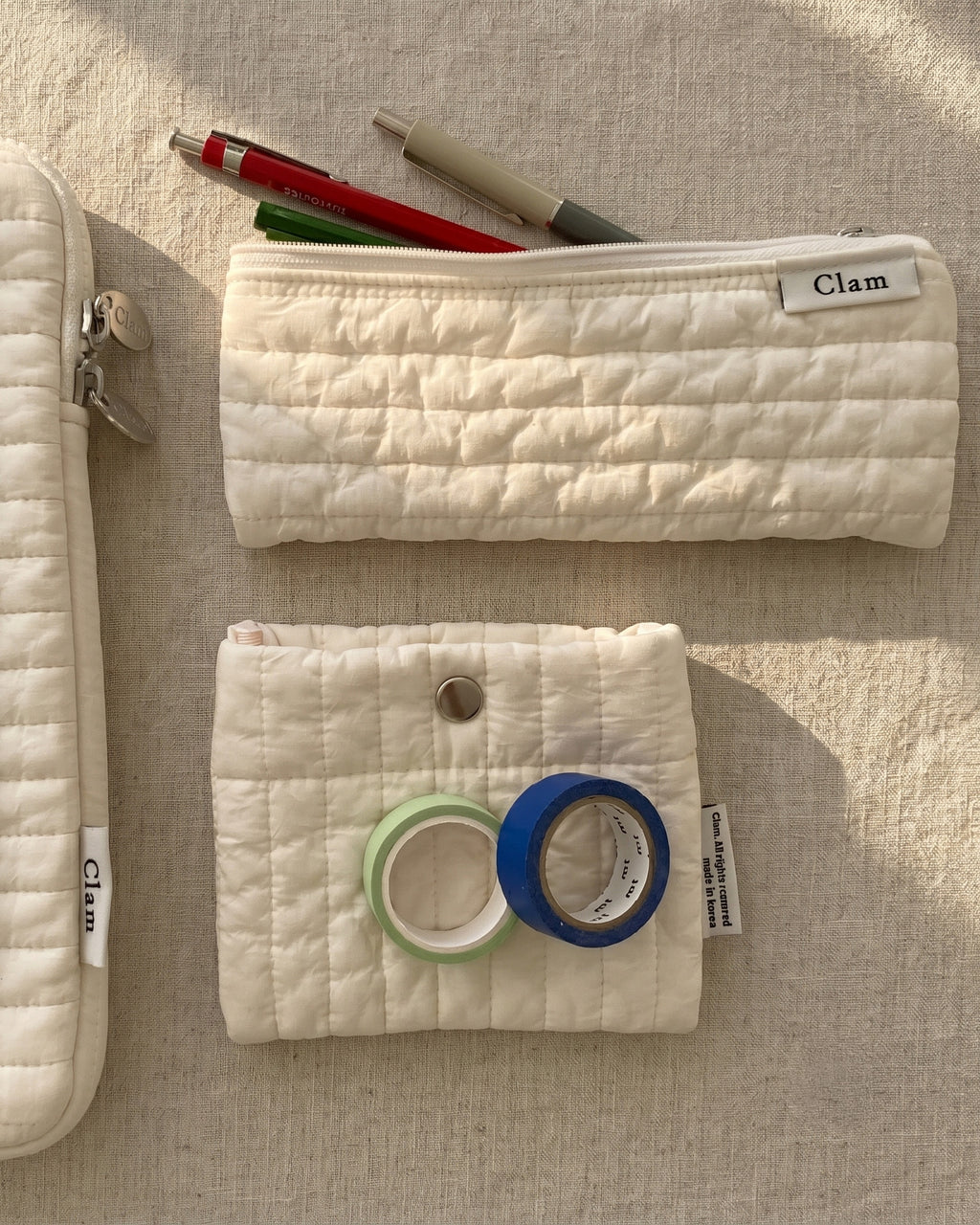 Quilted pencil case, set of two